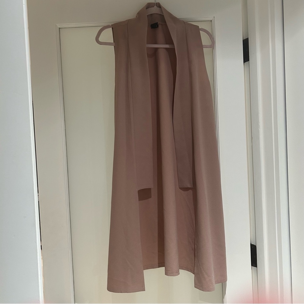 Draped Sleeveless Duster Vest in Blush Tan